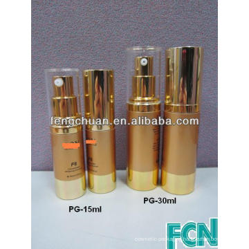 Luxury gold PET plastis airless pump cosmetic packaging bottle